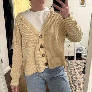 BDG Tan Button-Up Cardigan